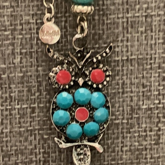 Ruby Rd Very Long Necklace Silver Tone Beaded Owl Tassel 36”+ - Picture 3 of 5